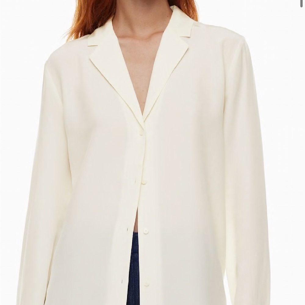 Wilfred Aritzia  Cream Button Down Shirt with Notched Collar